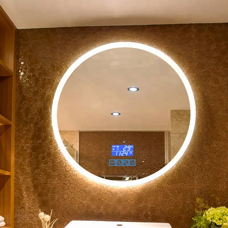 Безрамное безфокусное умное светодиодное зеркало для ванной комнаты для отеля