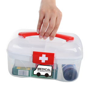 Cuadrado barato <span class=keywords><strong>farmacia</strong></span> cesta de plástico con tapa y asas - Product Image 4