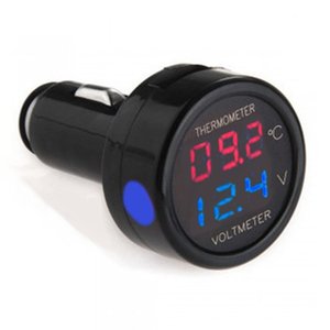 Termômetro Digital LED de Dupla Exibição 12V para Carro, Voltímetro com 3 Cores, Medidores de Voltagem e Temperatura - Product Image 2