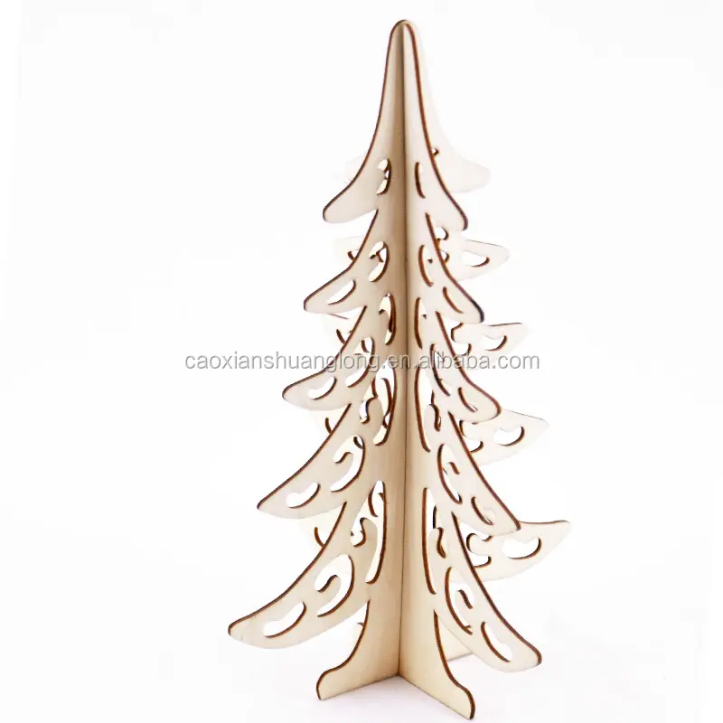 high quality wood laser carving christmas tree for decoration