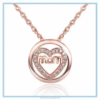 Mecy jumpsuit women vida nueva diseño plata de ley 925 círculo con corazón zirconia 18 k chapado en oro rosa mamá collar
