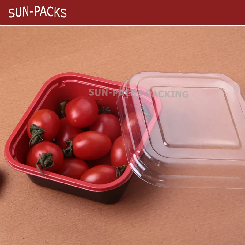 PVC PET PP plástico cubierta de frutas bandeja de envasado de vegetales/tomate/carne/comida/contenedor