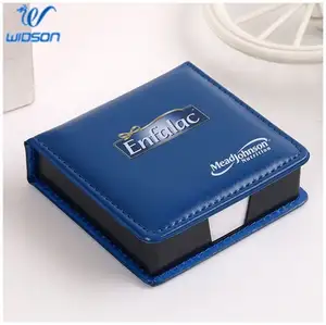 Custom logo notepad memo pad sticky notes in plastic box with printed PU leather cover