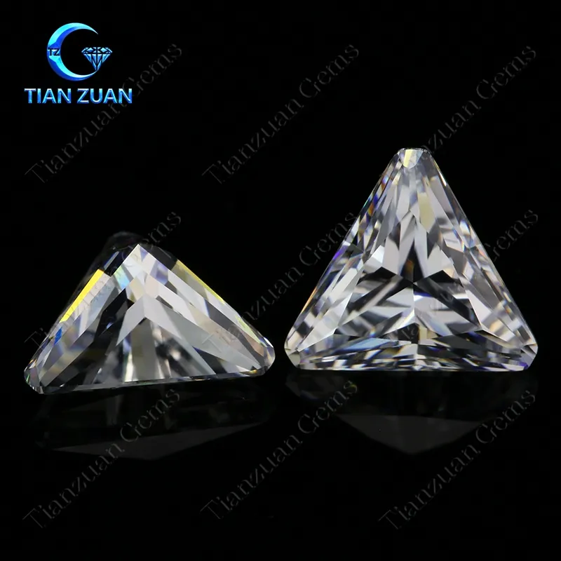 6A คุณภาพสามเหลี่ยมมุมตัดสีขาว cubic zirconia อัญมณีหลวม