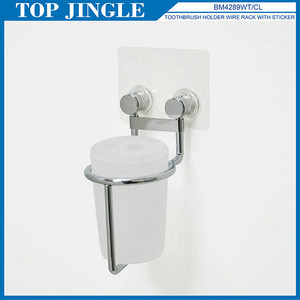 Soporte de cepillo de dientes impermeable estante de alambre con adhesivo de plástico reutilizable - Product Image 1