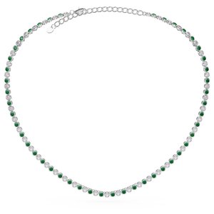 Infinity <strong>Emerald</strong> CZ Rhodium Plated <strong>Silver</strong> Tennis <strong>Necklace</strong> with Zircon for Weddings and Gifts - Product Image 3