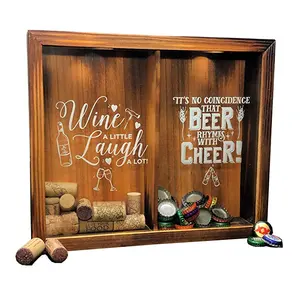 乡村壁挂式或独立式葡萄酒软木啤酒木皮箱