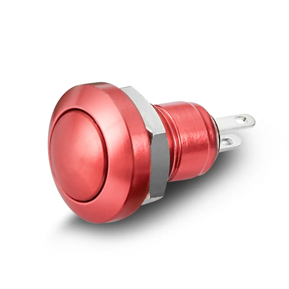 8mm RED metal button SPST push on reset pushbutton switch