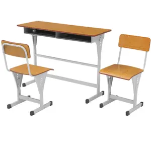 Double Student Desk Chair with plywood laminate Table for School Furniture General use