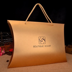 WLT5-2-26 Mùa Đông Khăn Choàng Bao Bì Hộp Giấy Với Tay Cầm Dây Thừng, Sang Trọng Vàng Kim Loại Giấy Gối Box Đối Với Khăn Bao Bì - Product Image 2