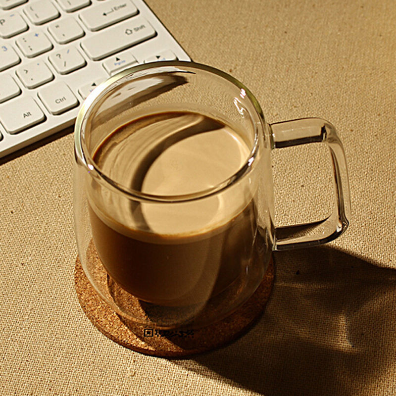 Hot Sale 200ML Handmade Double Wall Coffee Glass Mug With Handle