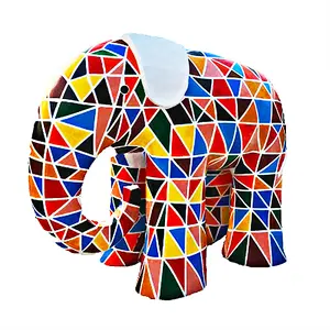 All'aperto di grandi dimensioni in fibra di vetro colorato disegno elefante animale statua mestiere della resina scultura decorativa