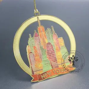 2017 nueva caliente Nueva York impresa a todo color de metal ornamento colgante
