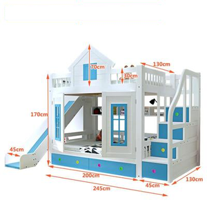 European Design Blue Pine Solid Wood Convertible Multifunction Wooden Princess <strong>Bunk</strong> <strong>Bed</strong> Kids <strong>Bunk</strong> <strong>Bed</strong> With Slide And Table - Product Image 5