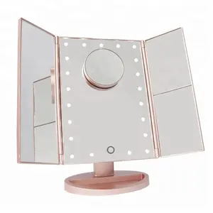 Touchscreen Trifold Wireless Vanity Schmink spiegel Dreifach vergrößerung USB-Aufladung mit LED-Licht Schmink spiegel