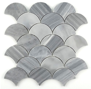 Mosaico de Escamas de Pescado Gris Italiano para Piso de Baño - Product Image 1