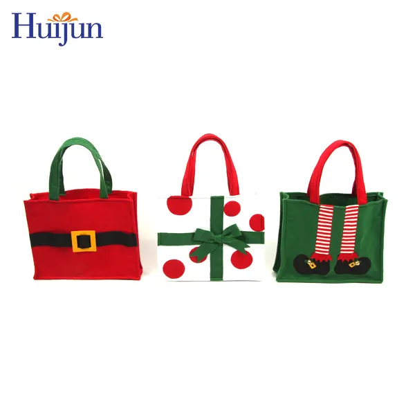 Bolsas de tela de fieltro para decoración navideña, bolsas de regalo de elfo de Santa, adornos navideños, 2022