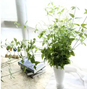 Folhas verdes artificiais de ti, folhas de seda para decoração de home office