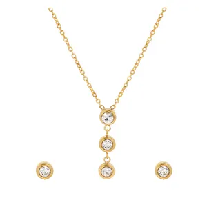 S-228 Xuping Acero Inoxidable Joyeria Phụ Nữ Vàng Trang Sức Vòng Cổ Và Bông Tai Thép Không Gỉ Joyas Al Por Thị Trưởng Jewelry Set