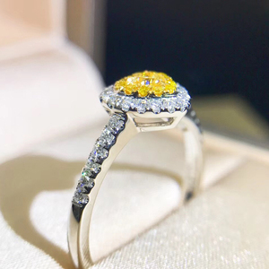 Cincin Tunangan Desainer Emas Putih Berlian Putih Potongan Hati Alami Asli Bersertifikat Gratis Pengiriman - Product Image 5
