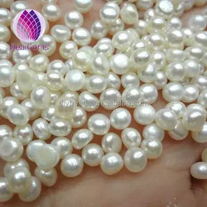 3mm white flat back freshwater button pearl loose pearl