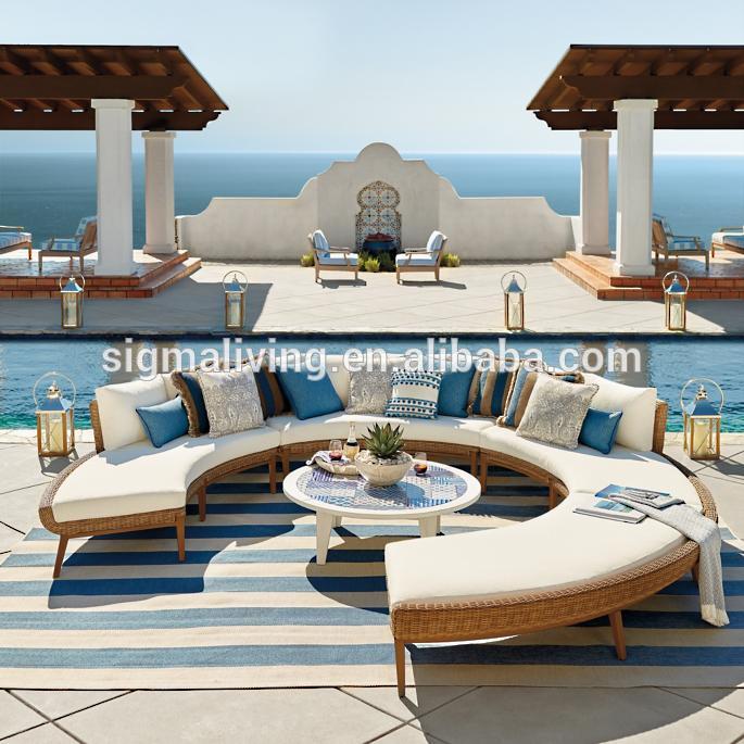 Sigma new design outdoor furniture modern comfortable curved rattan sofa set