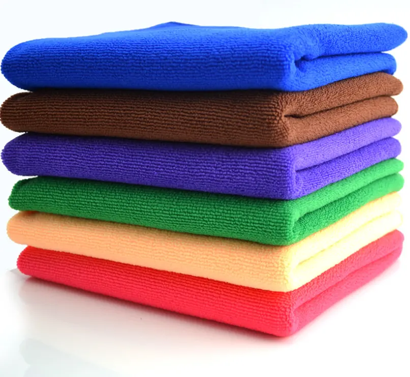 Venta al por mayor de toallas de microfibra con logotipo personalizado, baratas, coloridas y elegantes