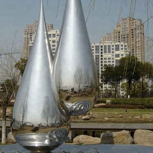 Gran Decoración al aire libre pulido espejo terminado 316 grado urbano de agua de acero inoxidable gotas escultura - Product Image 1