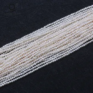 批发AAA 2.5-3毫米天然白色纽扣形状淡水珍珠架
