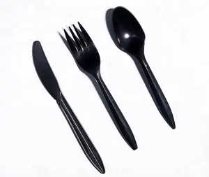 Disposable PS cutlery spoon fork and knife set plastic cutlery black ps cutlery