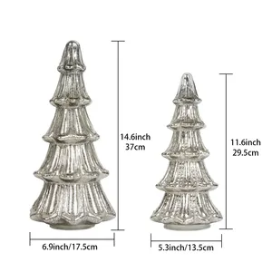 Ornamen Pohon Natal Kaca Perak Kualitas Tinggi Lampu LED untuk Perlengkapan Dekorasi Natal