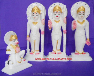 Magnifiques statues de Ram Darbar en marbre avec Mata Sita Laxman et Hanuman, statue avec main de bénédiction en marbre blanc, meilleur design - Product Image 1