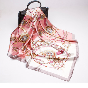 وشاح حرير كابوك بطباعة أرجوانية نبيلة من الضباب وشاح جديد الموضة 90 منديل مربع - Product Image 5