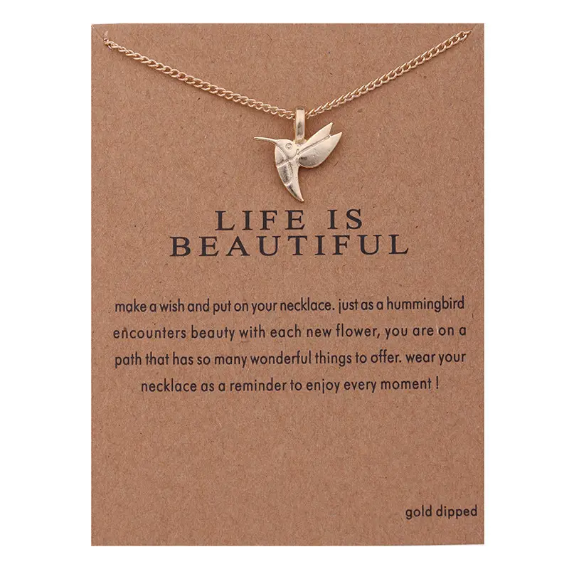 Fashion Jewelry New Gold-color Life Is Beautiful Bird Collarbone Short Choker Necklace For Women Animal Pendant Necklace Jewelry