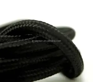 Cable de tela eléctrica de Estilo Vintage antiguo de alambre cubierto de algodón 18/2 redondo negro