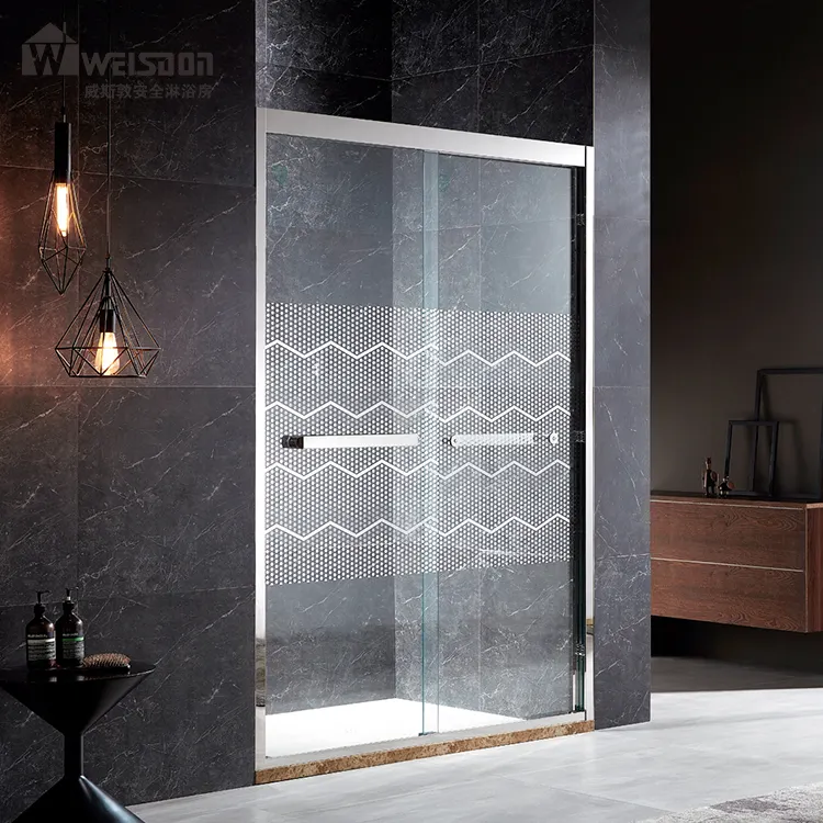 Porta doccia per bagno in vetro temperato con binario superiore in acciaio inossidabile a doppio scorrimento