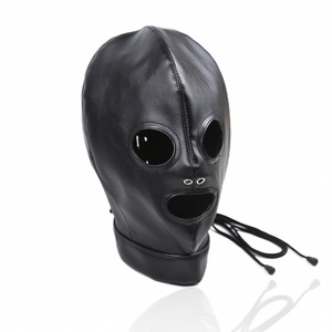 Deri siyah esaret hood köle oyun için BDSM fetiş yetişkin seks oyuncak - Product Image 4