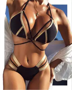 A3099 New 2020 Black Strap Hot New Comes Ladiesbikini、ビーチWear Bathing Suit Summer Style