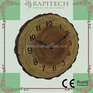 Reloj de pared de cuarzo de 9 pulgadas con diseño de madera rústica Pantalla de aguja de poliresina de una sola cara para interiores y exteriores - Product Image 3