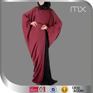 thiết kế trang phục mới nhất màu đỏ kebaya hiện đại Indonesia ân sủng đầy đủ khimar buổi tối cộng với kích thước islamic quần áo