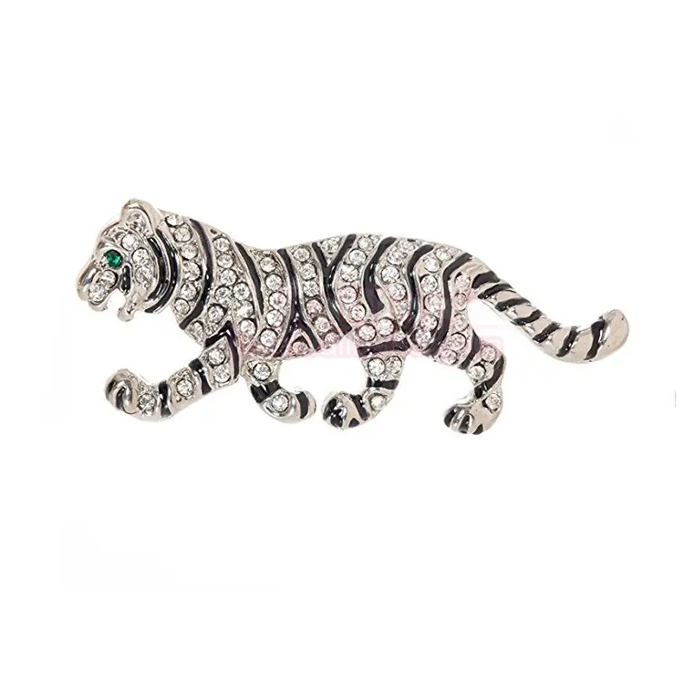 Pha lê Tiger Brooch Men Tiger Brooch Vàng Tone Animal Trâm