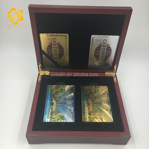 Thẻ Chơi Bài Lá Vàng 24K Dubai Burj Al Arab Thẻ Trò Chơi Lá Vàng Và Bạc Đầy Màu Sắc Hộp Gỗ Đen - Product Image 6