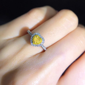 Cincin Tunangan Desainer Emas Putih Berlian Putih Potongan Hati Alami Asli Bersertifikat Gratis Pengiriman - Product Image 3