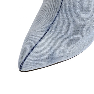 Botas altas <span class=keywords><strong>hasta</strong></span> <span class=keywords><strong>el</strong></span> <span class=keywords><strong>muslo</strong></span> de mezclilla con tacón de aguja lavadas sexis para mujer al por mayor de fábrica - Product Image 5