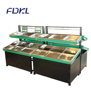 Scaffale di progettazione del banco di mostra della frutta <span class=keywords><strong>e</strong></span> della verdura su entrambi i lati del negozio del supermercato su misura - Product Image 3