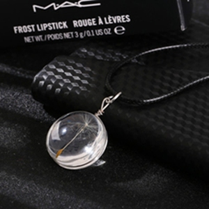 Fashion Kalung Liontin Kristal Dandelion Asli Wanita, Liontin Kaca Bulat untuk Kalung Choker untuk Wanita