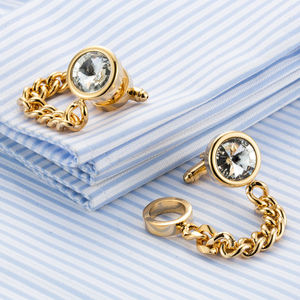 High Quality Double <strong>Initial</strong> Custom logo Engraved Blanks Pen Set Chain Crystal <strong>Cufflink</strong> - Product Image 4