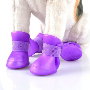 <span class=keywords><strong>Botas</strong></span> de goma antideslizantes para cachorros, zapatos impermeables de lluvia para mascotas, 4 unids/lote - Product Image 2