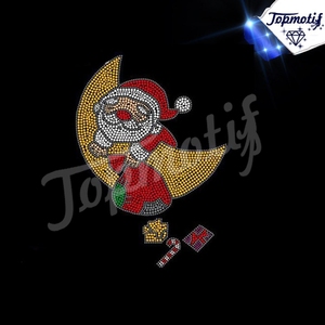 Vente en gros lune, père noël motif en strass de fer sur les dessins - Product Image 1