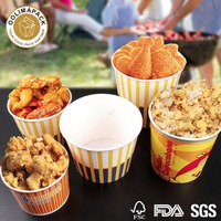 Seau à poulet en papier jetable, seau à nuggets de maïs soufflé avec couvercle, vente en gros